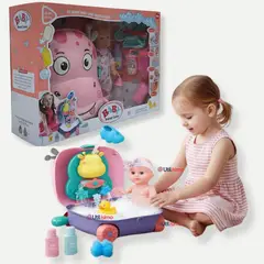 LINE - Muñeca Bebe Juguete Con Set Para Baño Con Accesorios