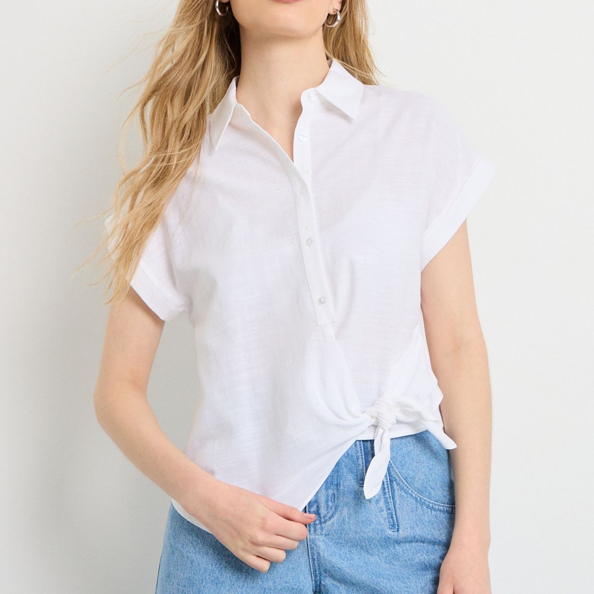 IO - Blusas Manga Corta Mujer Crudo Io