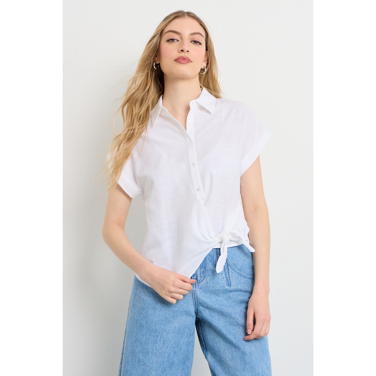 IO - Blusas Manga Corta Mujer Crudo Io