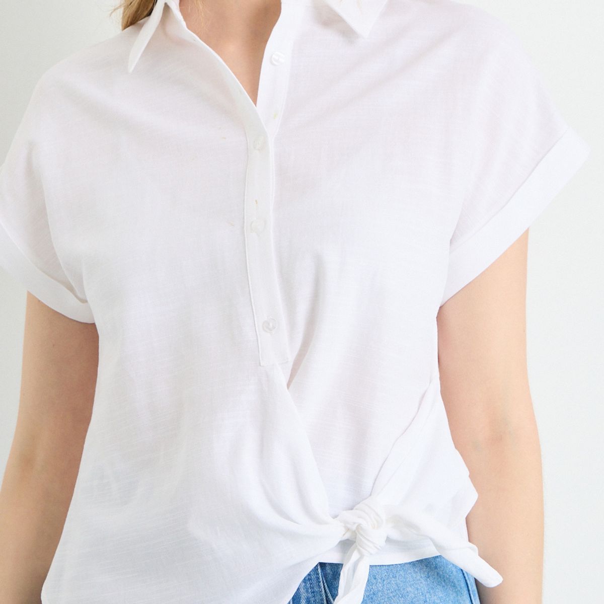 IO - Blusas Manga Corta Mujer Crudo Io