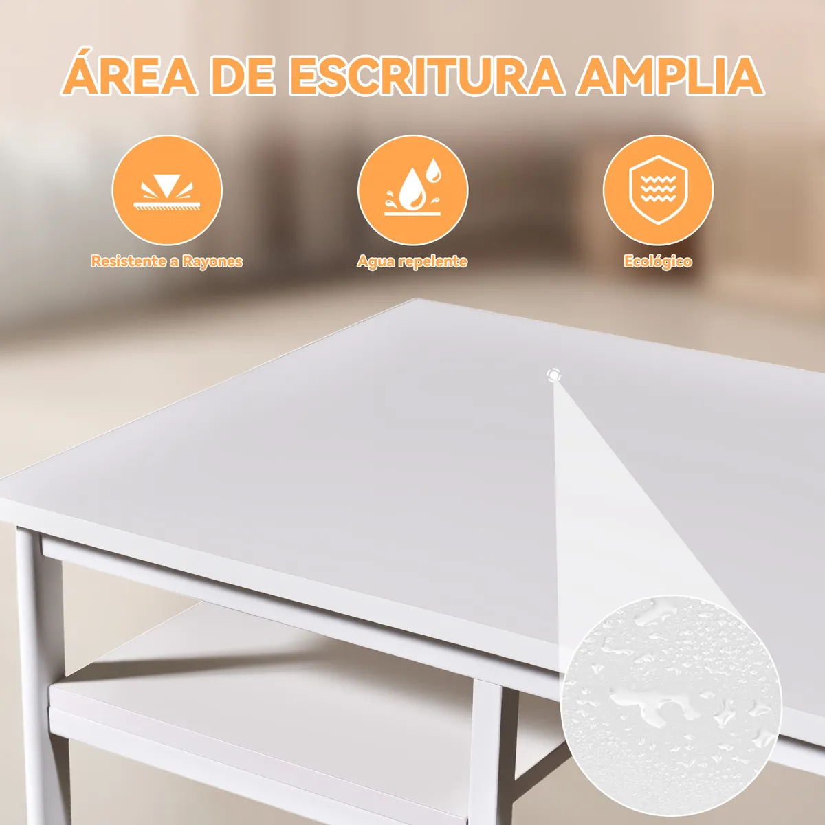 GENERICO - Escritorio IKEMMA Office 80×40×73 cm  Color Blanco  Mesa Compacta para Estudio y Trabajo