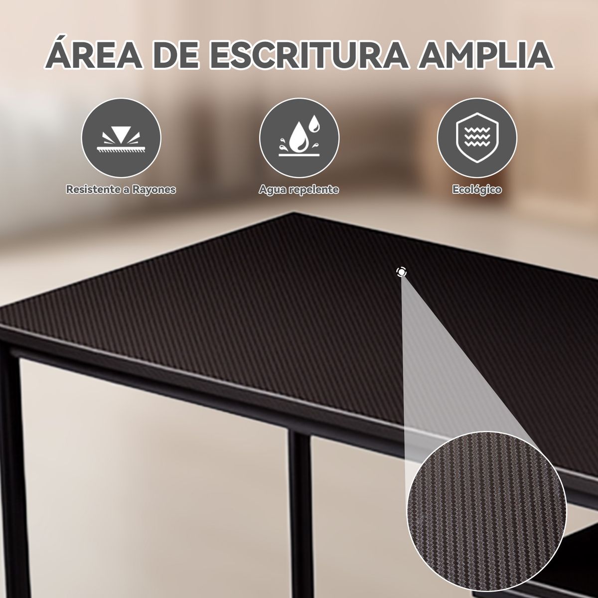 GENERICO - Escritorio IKEMMA Office 80×40×73 cm  Color Negro  Mesa Compacta y Moderna para Estudio y Oficina