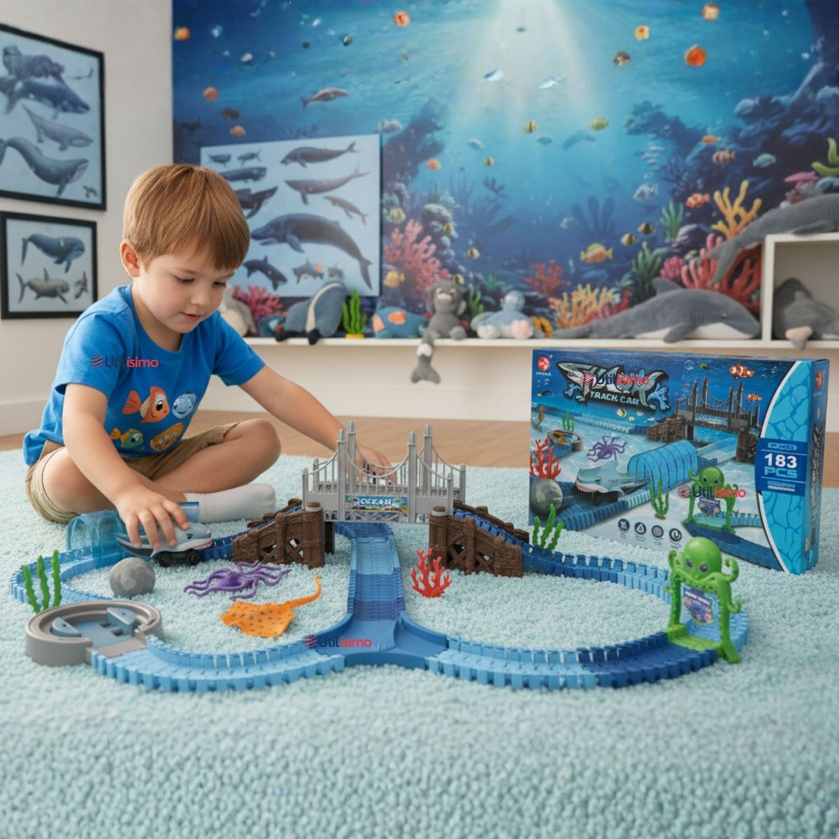 LINE - Pista Carreras de Auto Niño Juguete Flexible Acuático 183 Piezas