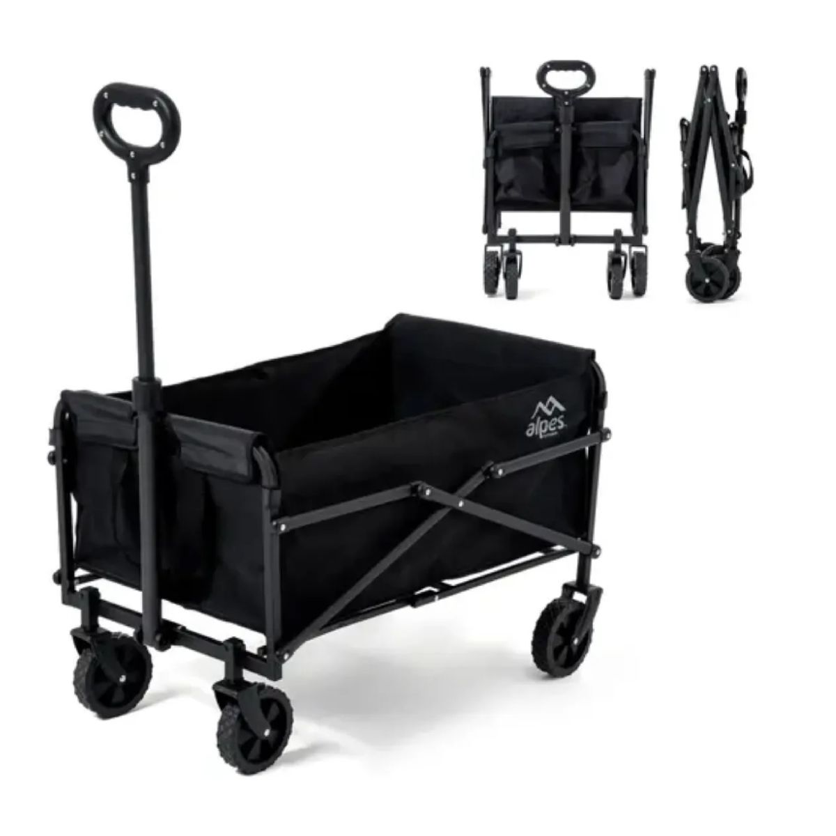 ALPES - Carro Transporte Plegable Alpes Camping Arrastre 78cm Negro