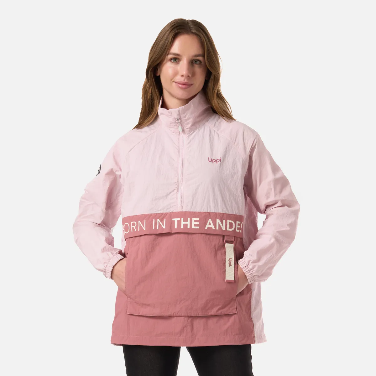 LIPPI - Chaqueta Mujer WindCity WindBreaker 1/4 Zip Jacket Rosa Claro Lippi