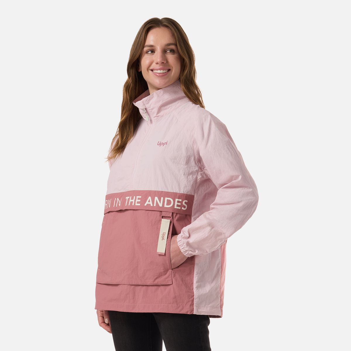 LIPPI - Chaqueta Mujer WindCity WindBreaker 1/4 Zip Jacket Rosa Claro Lippi