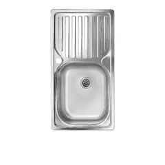 TAUMM - Lavaplatos Empotrado Simple 80x44 Inoxidable Derecho + Llave Monomando