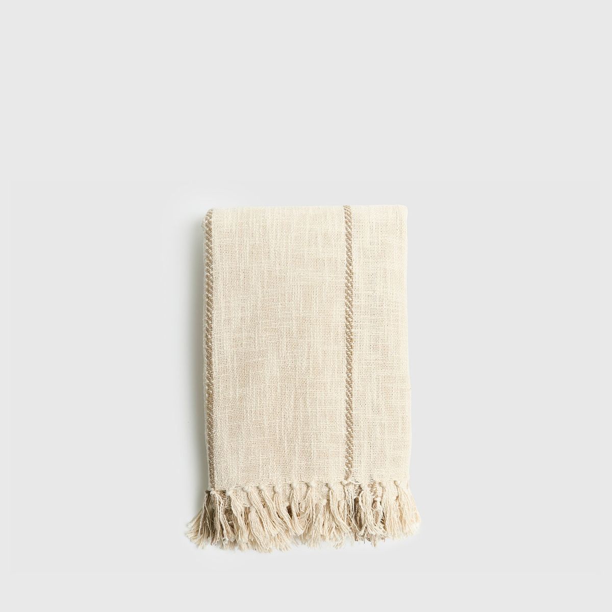 LOUNGE - Manta Street Fringes Líneas 140 X 210 Cm Blanco