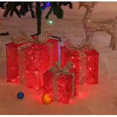 CHINA GLAZE - Cajas de regalos con luces led 3 cajas adorno Navidad