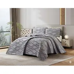GENERICO - CUBRECAMA 1.5 PLAZA TUFTING RELIEVE DIAMANTE DE VERANO MODERNO ELEGANTE SERIE 2 TF.