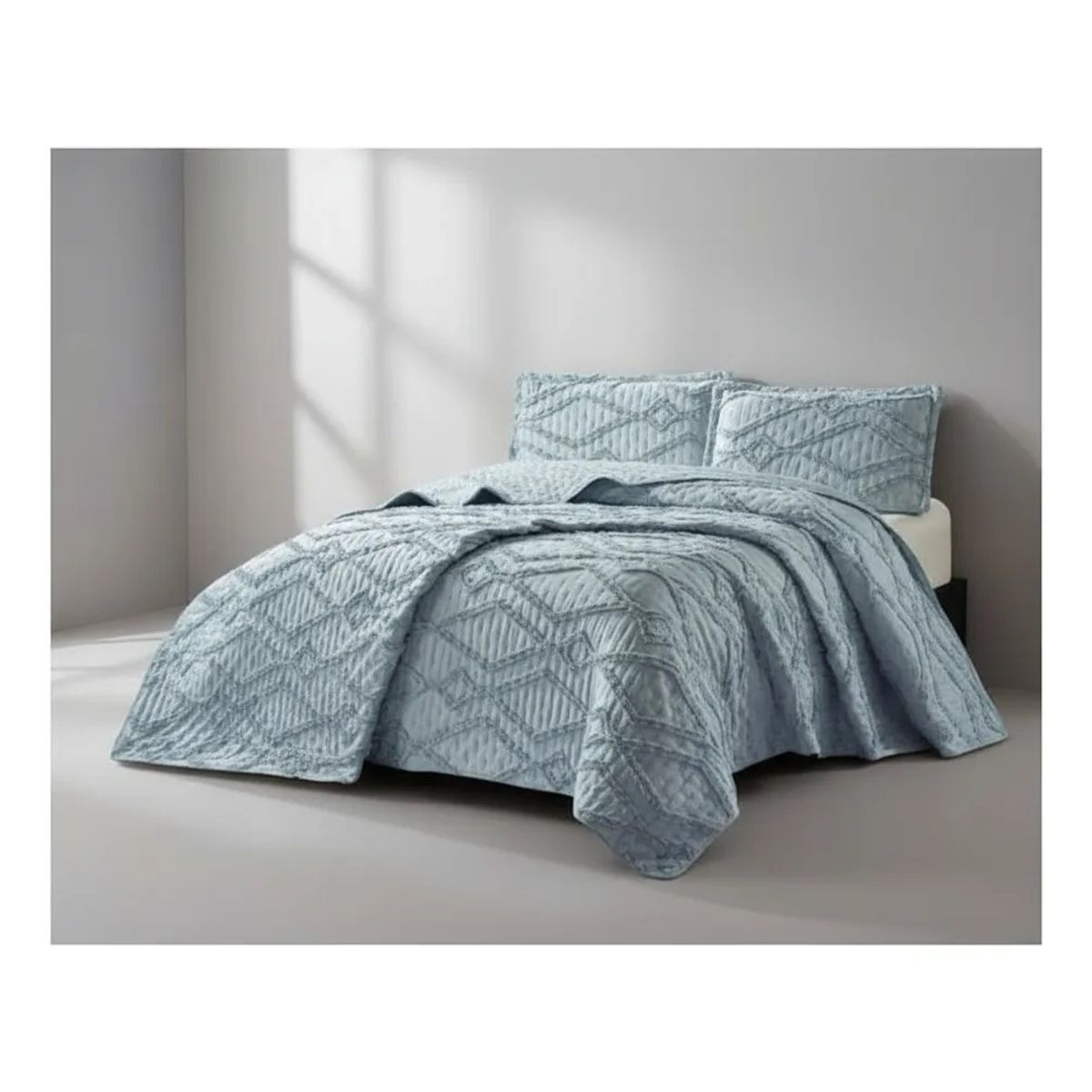 GENERICO - CUBRECAMA 1.5 PLAZA TUFTING RELIEVE DIAMANTE DE VERANO MODERNO ELEGANTE SERIE 2 TF