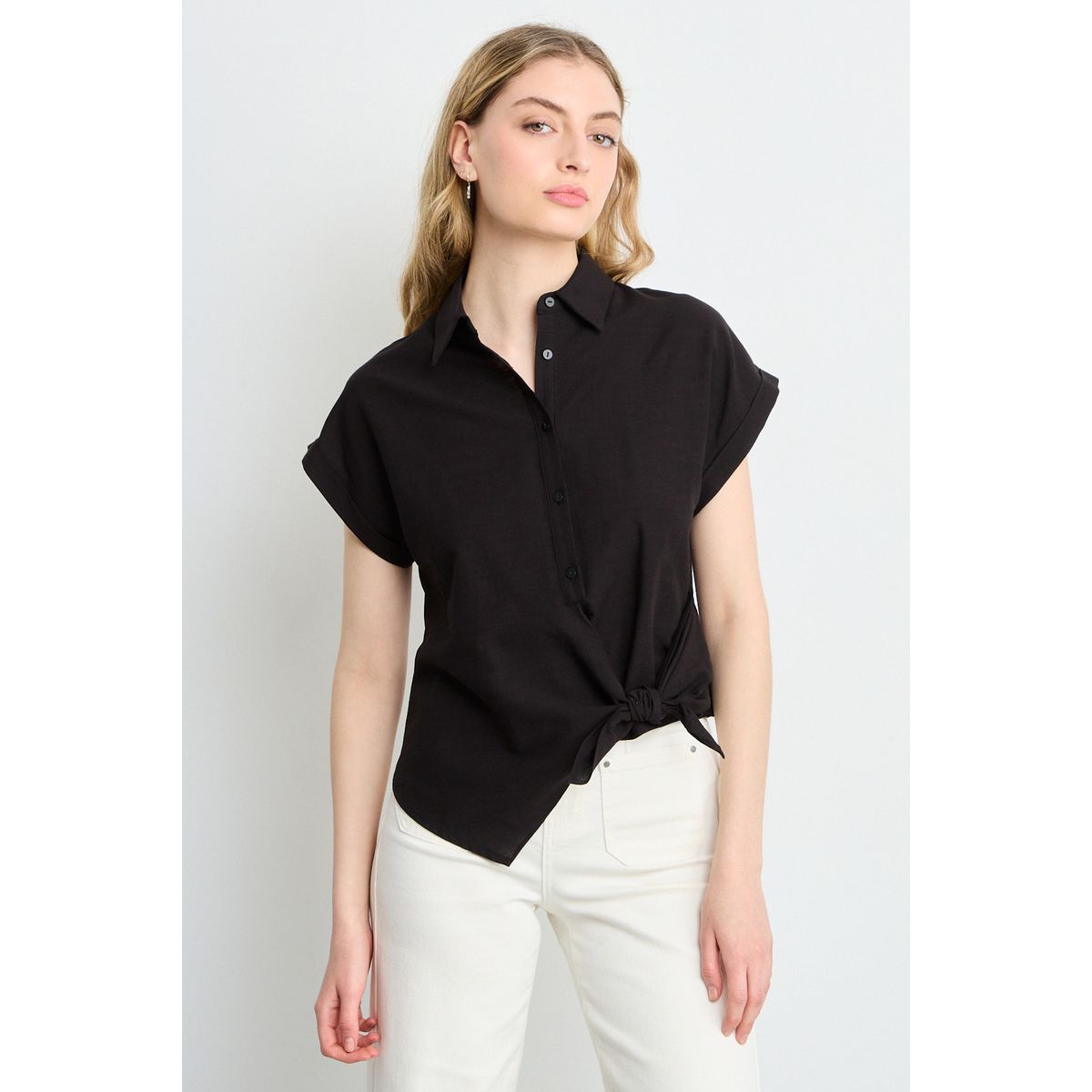 IO - Blusas Manga Corta Mujer Negro Io
