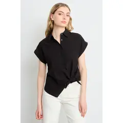 IO - Blusas Manga Corta Mujer Negro