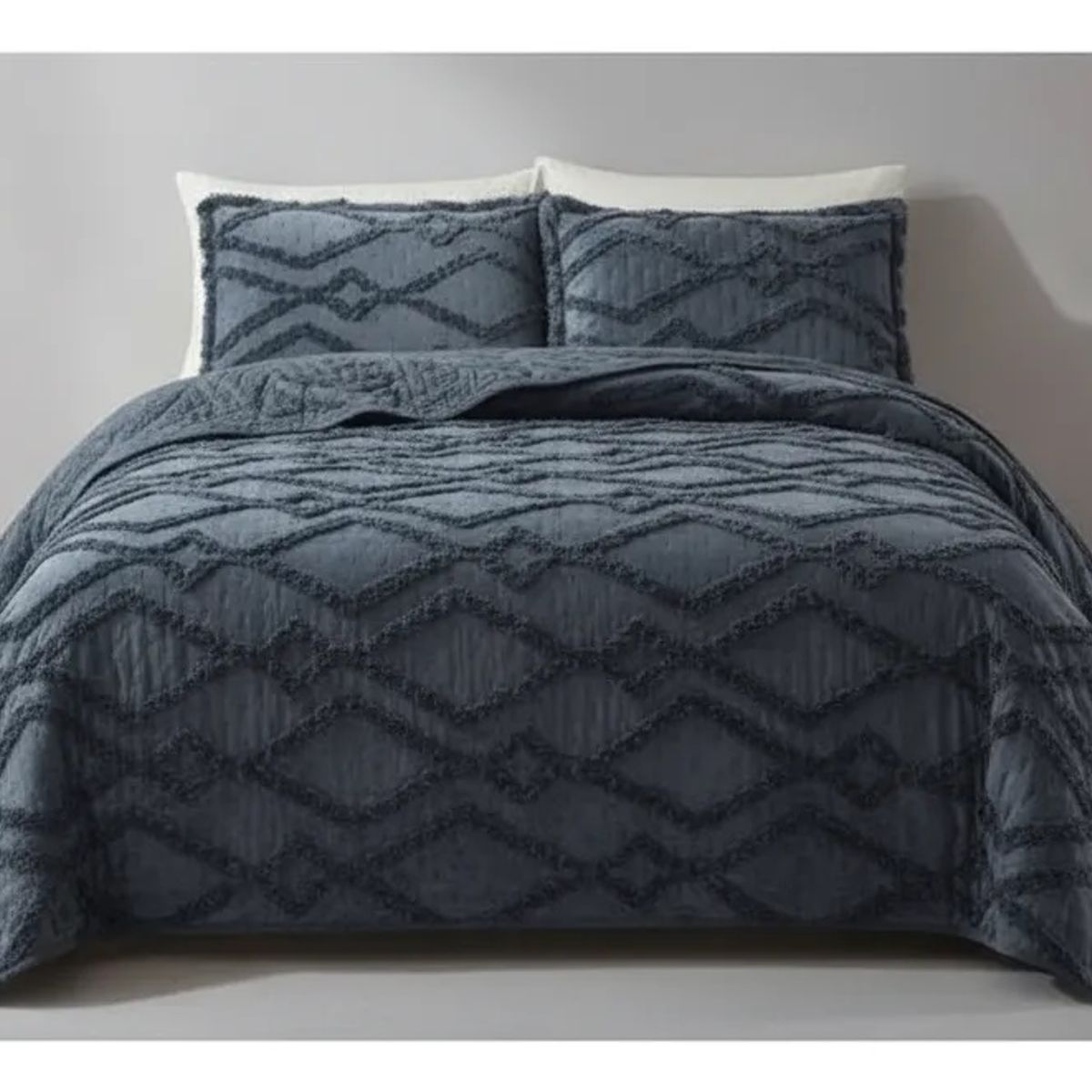 GENERICO - CUBRECAMA 2 PLAZA TUFTING RELIEVE DIAMANTE DE VERANO MODERNO ELEGANTE SERIE 2 TF