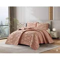GENERICO - CUBRECAMA 2 PLAZA TUFTING RELIEVE DIAMANTE DE VERANO MODERNO ELEGANTE SERIE 2 TF