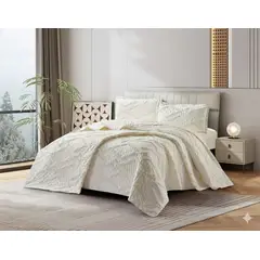 GENERICO - CUBRECAMA 2 PLAZA TUFTING RELIEVE DIAMANTE DE VERANO MODERNO ELEGANTE SERIE 2 TF