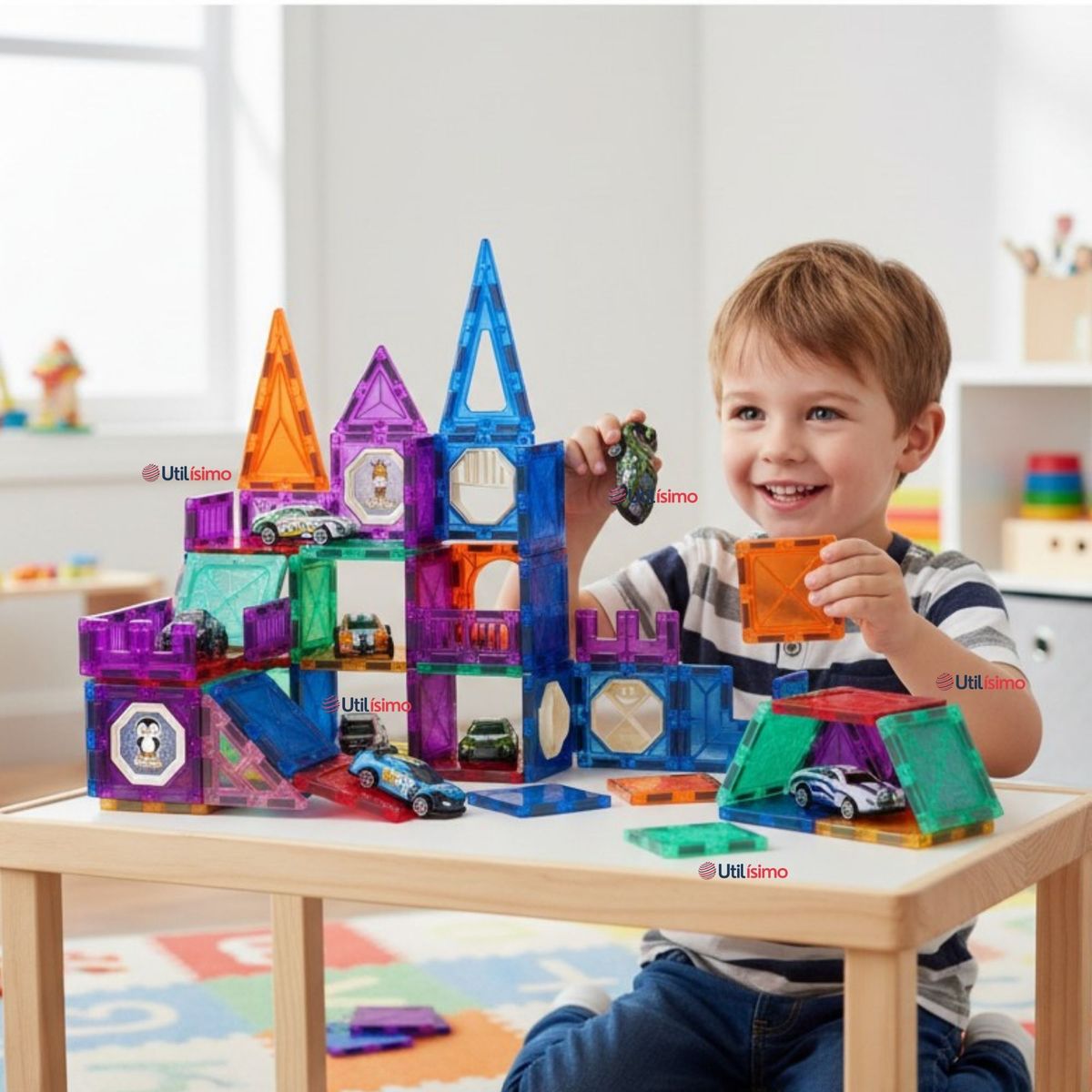 UTILISIMO - Juego Bloques De Construcción Magnéticos 3D 66 Piezas para Niño o Niña