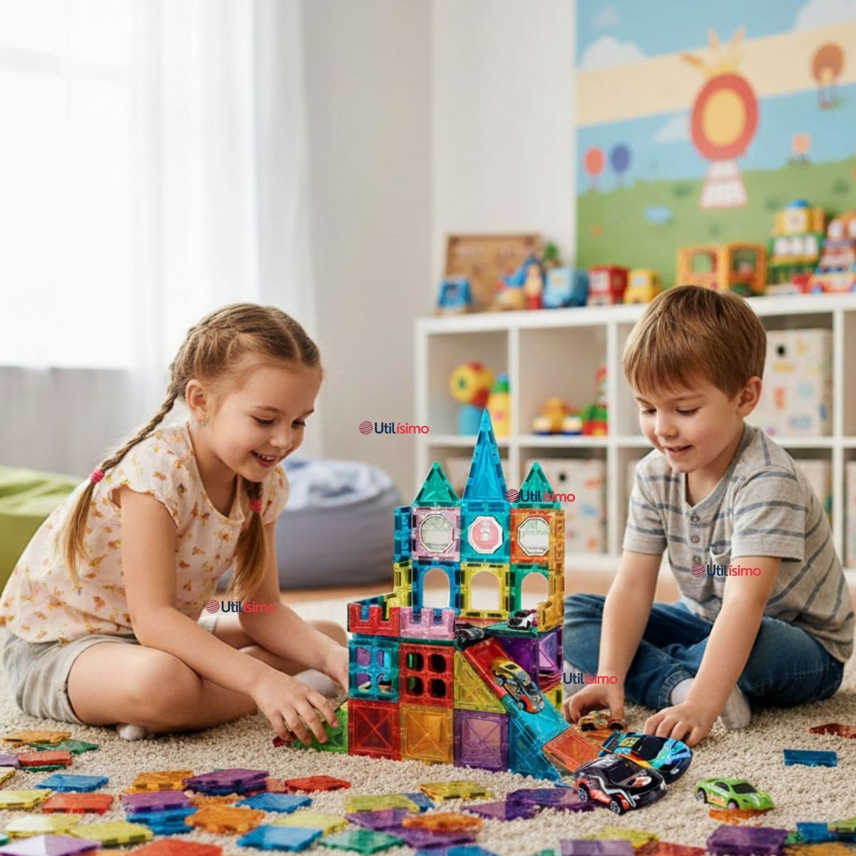 UTILISIMO - Juego Bloques De Construcción Magnéticos 3D 66 Piezas para Niño o Niña