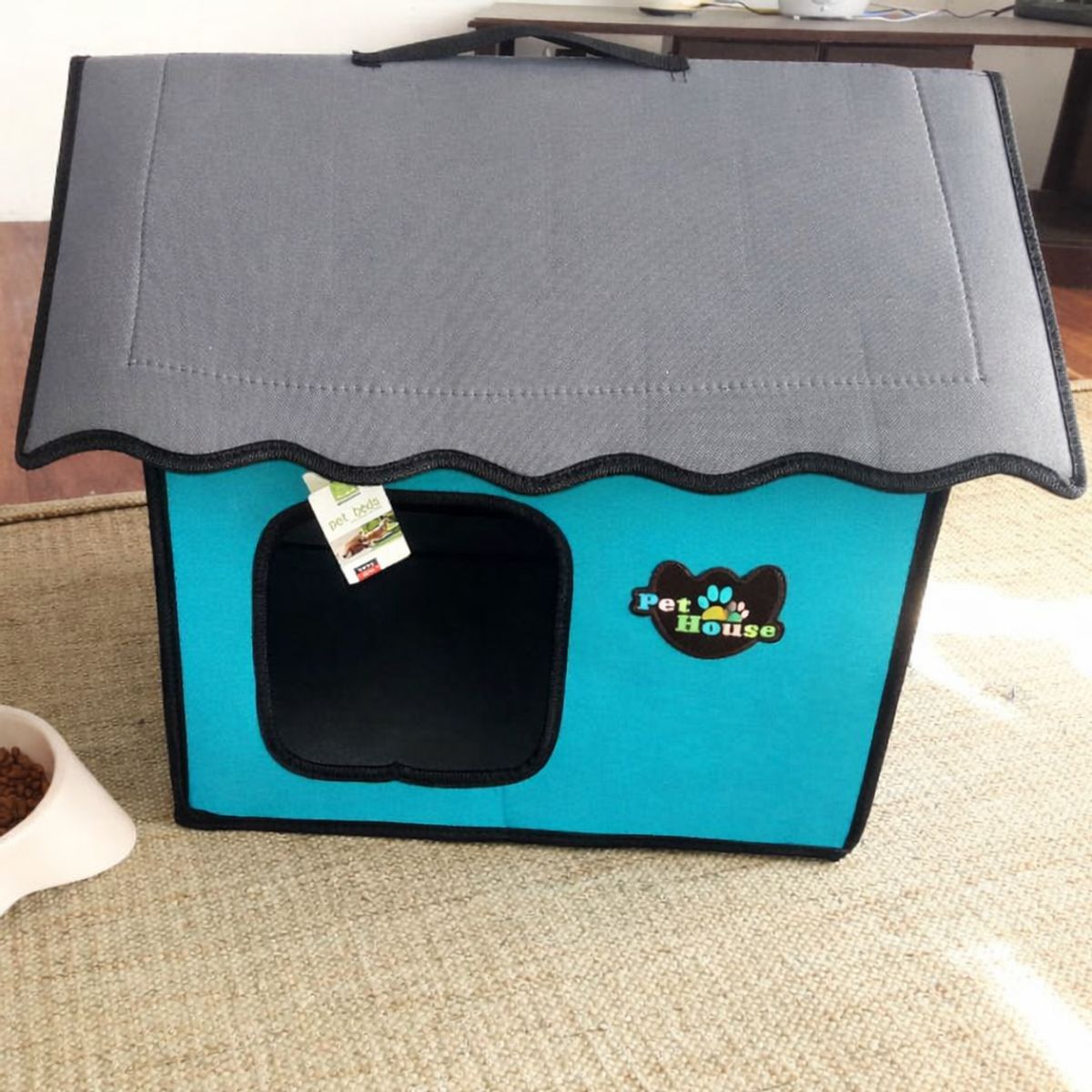 GENERICO - Casa cama plegable de mascotas perro o gato TURQUESA