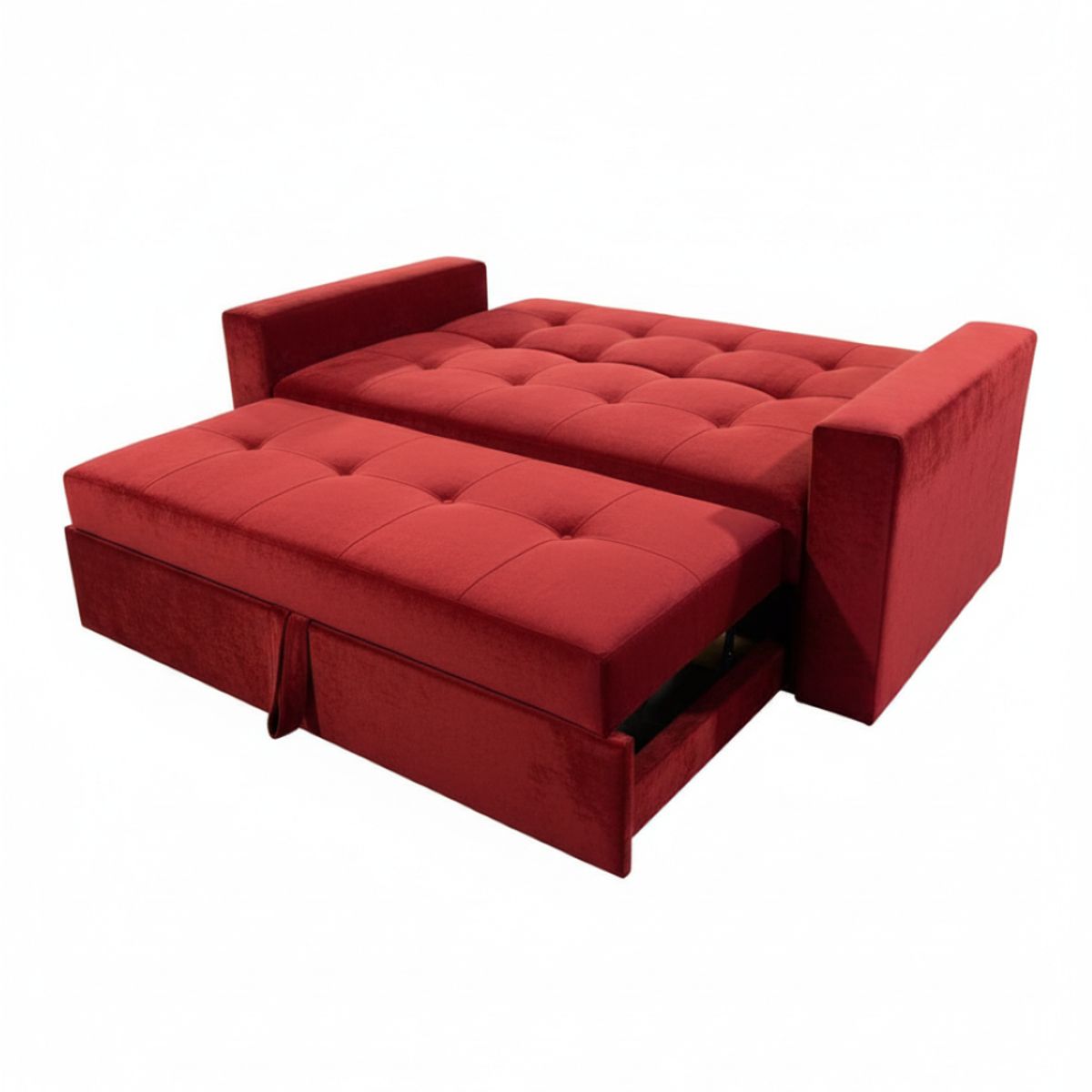 MUEBLES NEW - SOFA CAMA NOVUS TRES POSICIONES ROJO FELPA