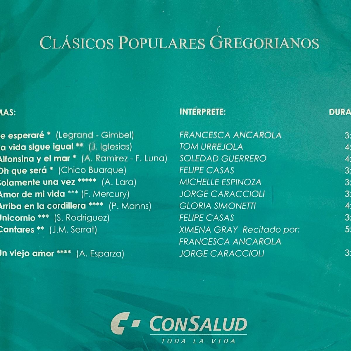 GENERICO - CLASICOS POPULARES GREGORIANOS - VARIOS / CD