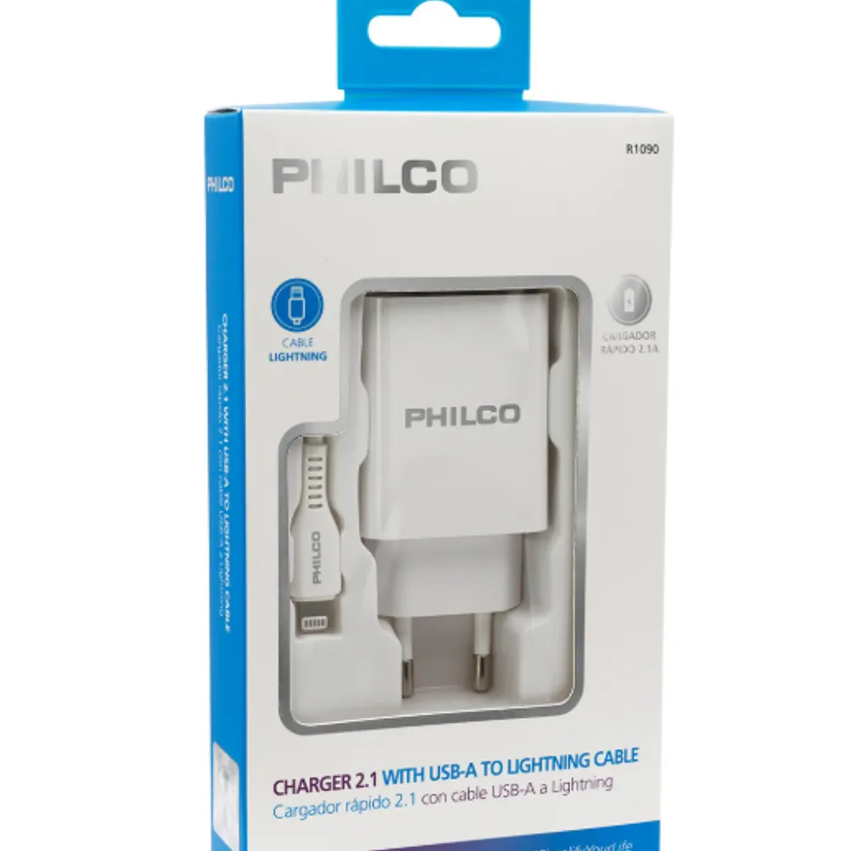 PHILCO - Cargador De Pared Doble Usb + Cable iPhone Philco R1090