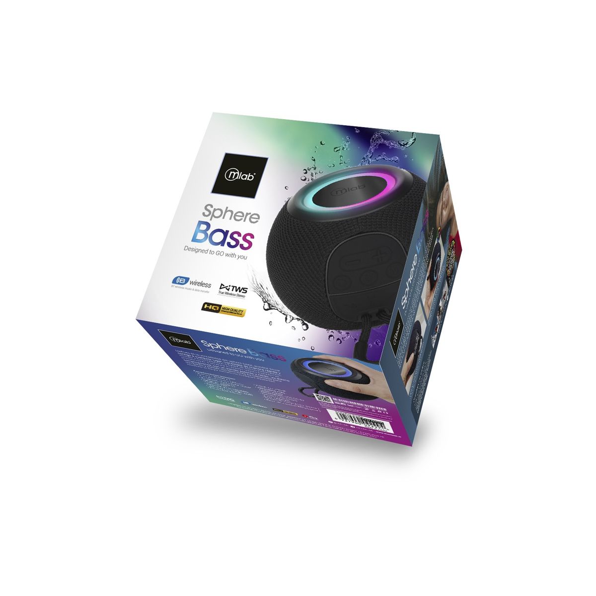 MLAB - Parlante Portátil Bluetooth Inalámbrico Bass TWS IP65