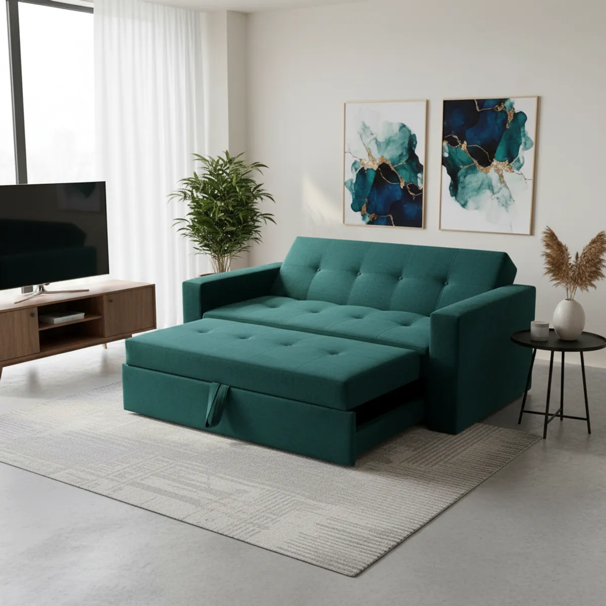 MUEBLES NEW - SOFA CAMA NOVUS TRES POSICIONES VERDE FELPA