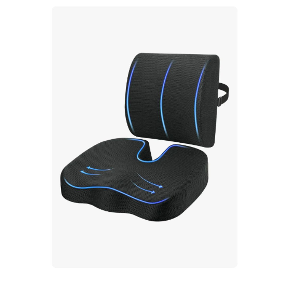 GENERICO - Cojin Asiento Con Soporte Respaldo Lumbar Para Silla Oficina Negro