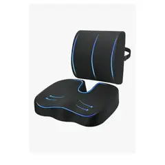 GENERICO - Cojin Asiento Con Soporte Respaldo Lumbar Para Silla Oficina Negro