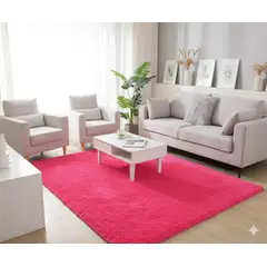 GENERICO - ALFOMBRA FUCSIA PELUDA 200X300 ANTIDESLIZANTE SUAVE DECORATIVA TF