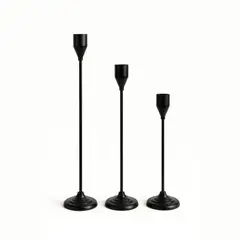 COLETTE - Set De Porta Velas Candelabro Metálico Elegante Negro Creta
