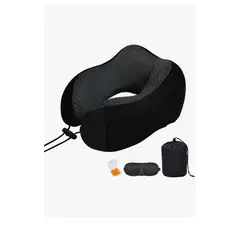 GENERICO - Almohada De Cuello Para Viaje Trabajo Cojín Soporte Cómodo Negro