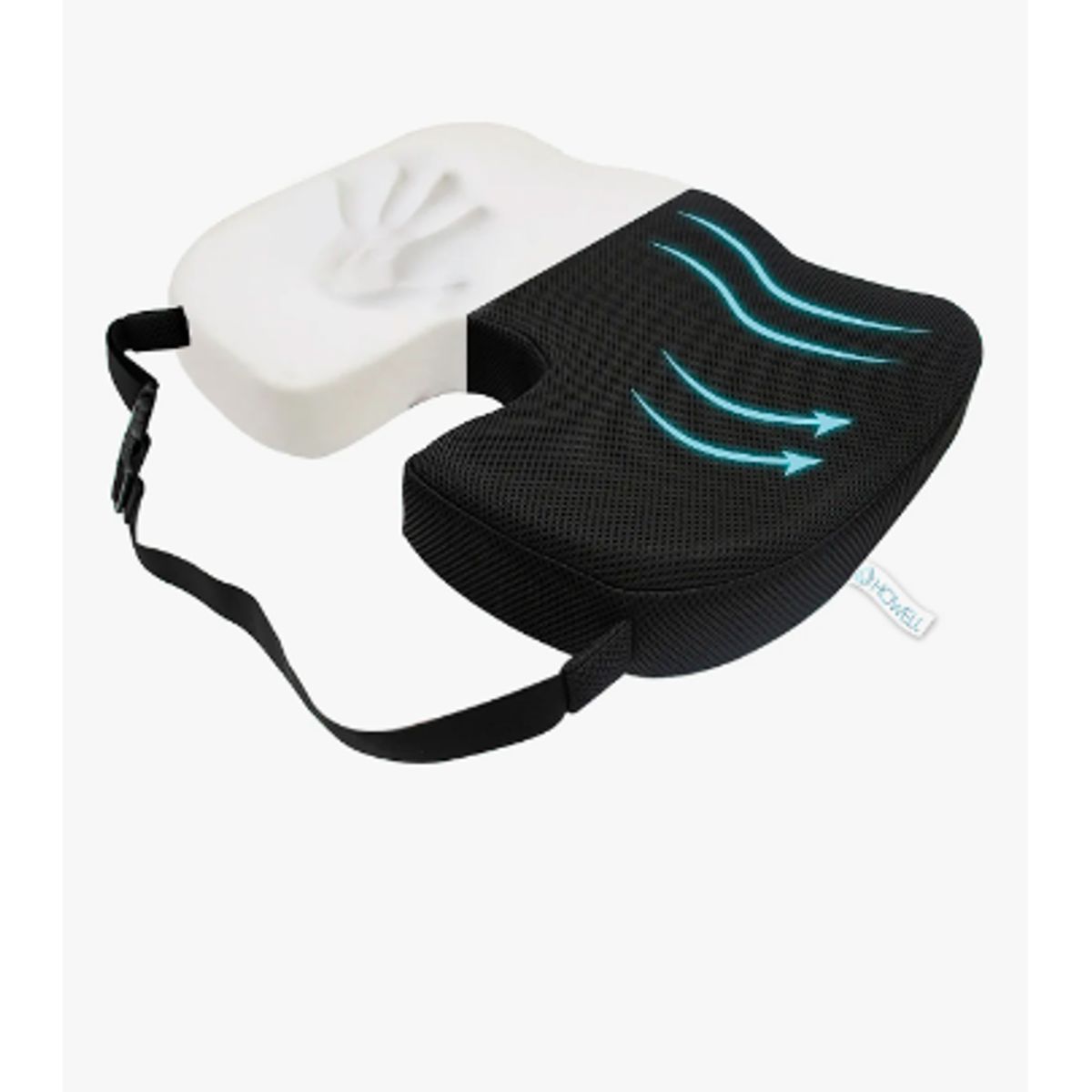 GENERICO - Cojín Lumbar Ortopédico Viscoelástico Howell Asiento Color Negro Diseño de la tela