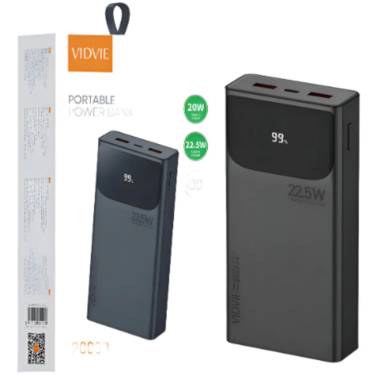 GENERICO - Cargador Portátil Power Bank 20000mah 225w Vidvie Pb7027 Color Negro