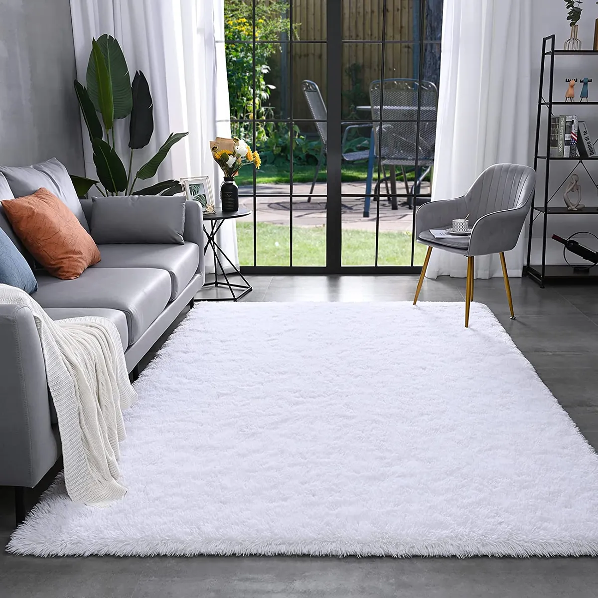 GENERICO - ALFOMBRA BLANCA PELUDA 200X300 ANTIDESLIZANTE SUAVE DECORATIVA TF