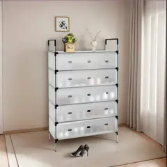 GENERICO - Zapatero Organizador De Zapatos Multifuncional 5 Niveles Color Gris Claro