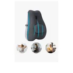 GENERICO - Cojín Lumbar Ortopédico Para Espalda Soporte Dorsal Negrogris Algodón