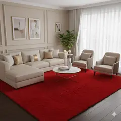 GENERICO - ALFOMBRA ROJA PELUDA 200X300 ANTIDESLIZANTE SUAVE DECORATIVA TF