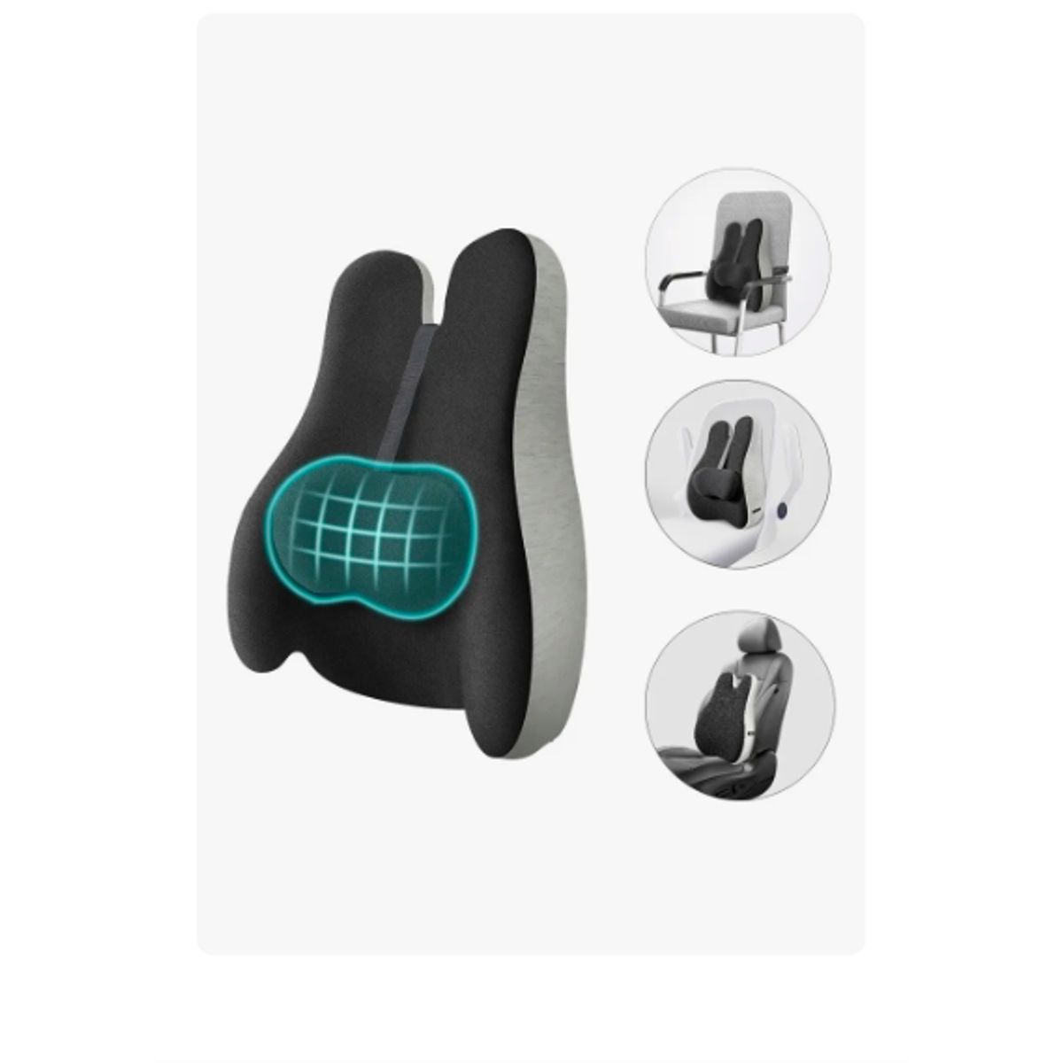 GENERICO - Cojin Soporte Espalda Corrector Lumbar Silla Auto Oficina Gris