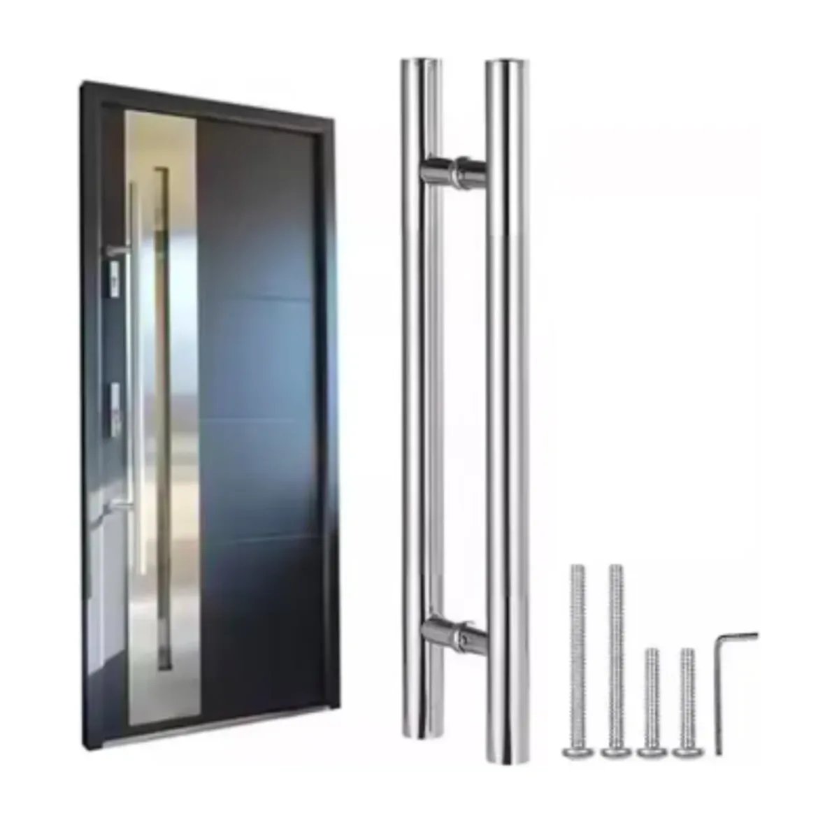 GENERICO - Manillon Doble Acero Inoxidable 50 Cm Para Toda Clase Puerta Plateado