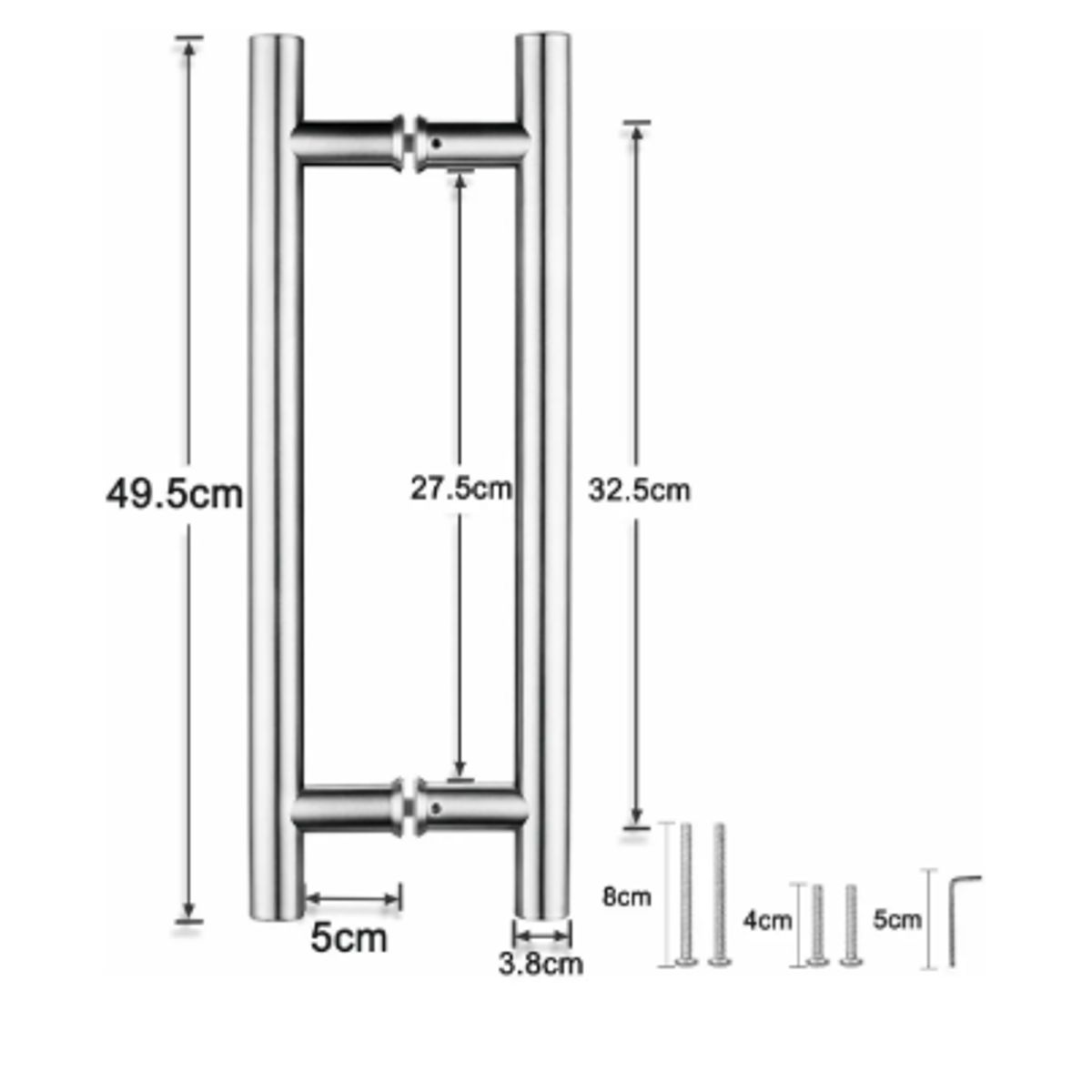 GENERICO - Manillon Doble Acero Inoxidable 50 Cm Para Toda Clase Puerta Plateado