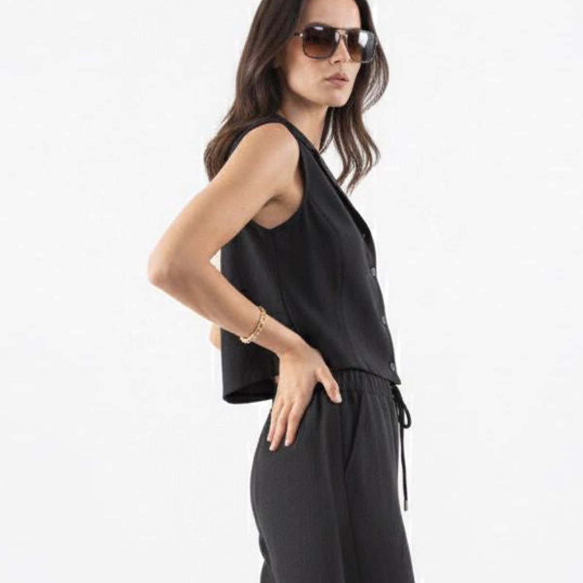 ME QUIERE MUCHO POQUITO NADA - Vest Lino Negro