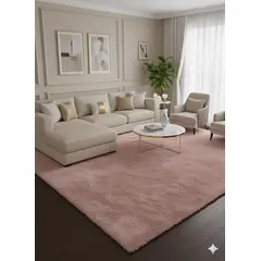 GENERICO - ALFOMBRA PALO ROSA PELUDA 200X300 ANTIDESLIZANTE SUAVE DECORATIVA TF