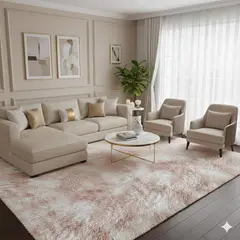 GENERICO - ALFOMBRA BEIGE JASPEADO PELUDA 200X300 ANTIDESLIZANTE SUAVE DECORATIVA TF