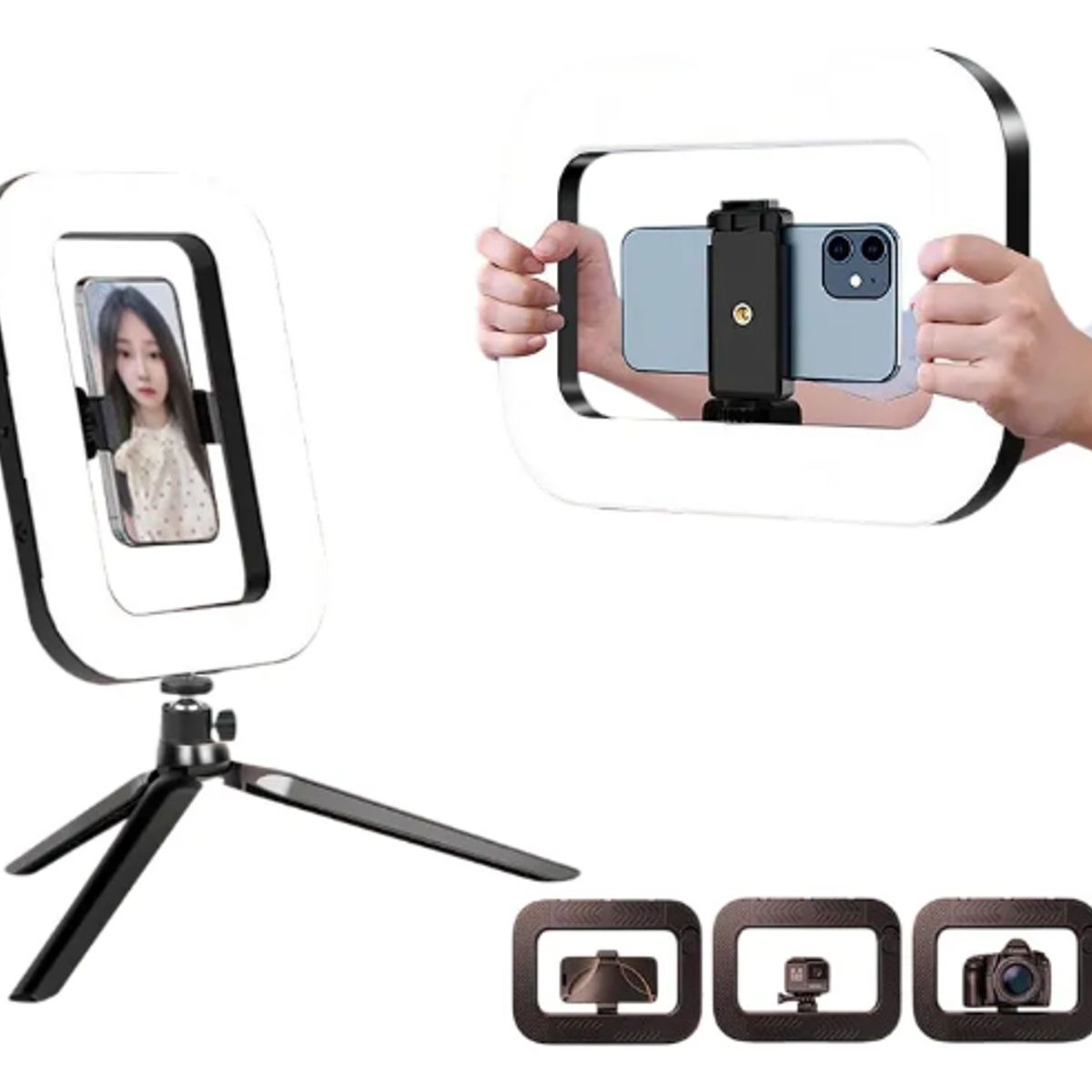 GENERICO - Lámpara Anillo Luz Led Iluminador Con Trípode 3 Tonos De Luz