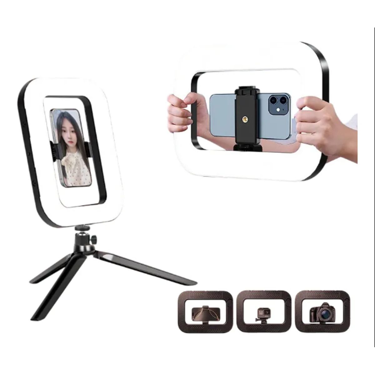 GENERICO - Lámpara Anillo Luz Led Iluminador Con Trípode 3 Tonos De Luz