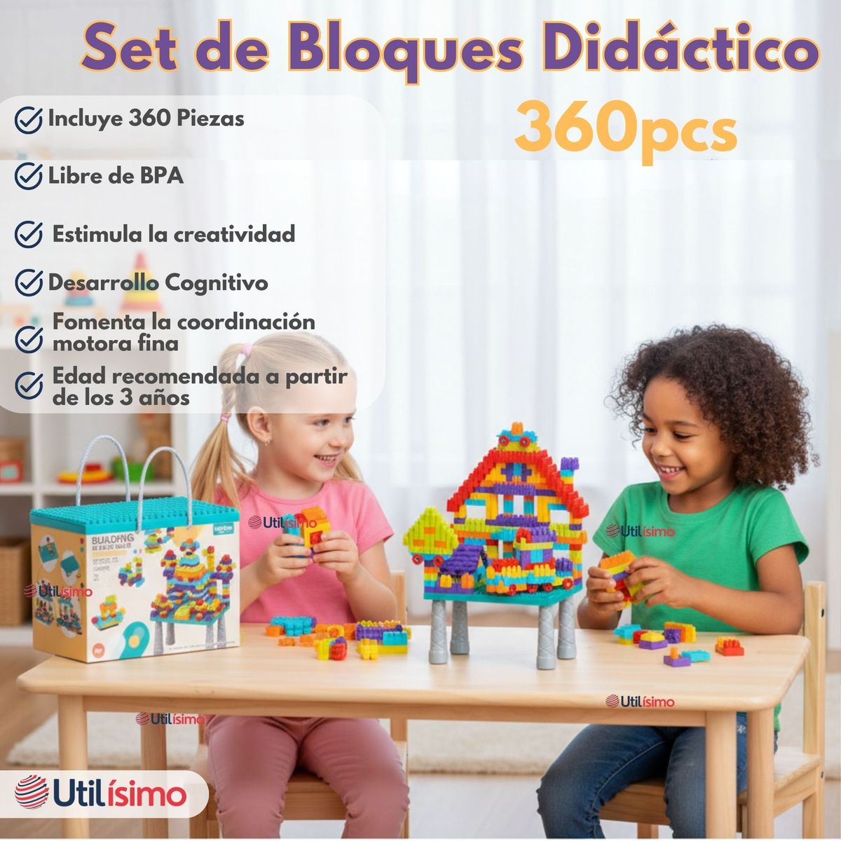 LINE - Juego Bloques de Construcción 360 piezas para Niño o Niña