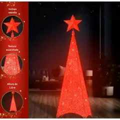 GENERICO - ARBOL DE NAVIDAD CON LUCES LED TRIANGULAR COLOR ROJO