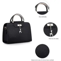 GENERICO - Cartera Elegante Mujer Ocasion Cruzada Dama Fiesta Hombro Negro Lisa Níquel Negro